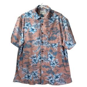 Milano Bay Hawaiian Short Sleeve Button Front Mens Size Medium Palm Trees Shirt